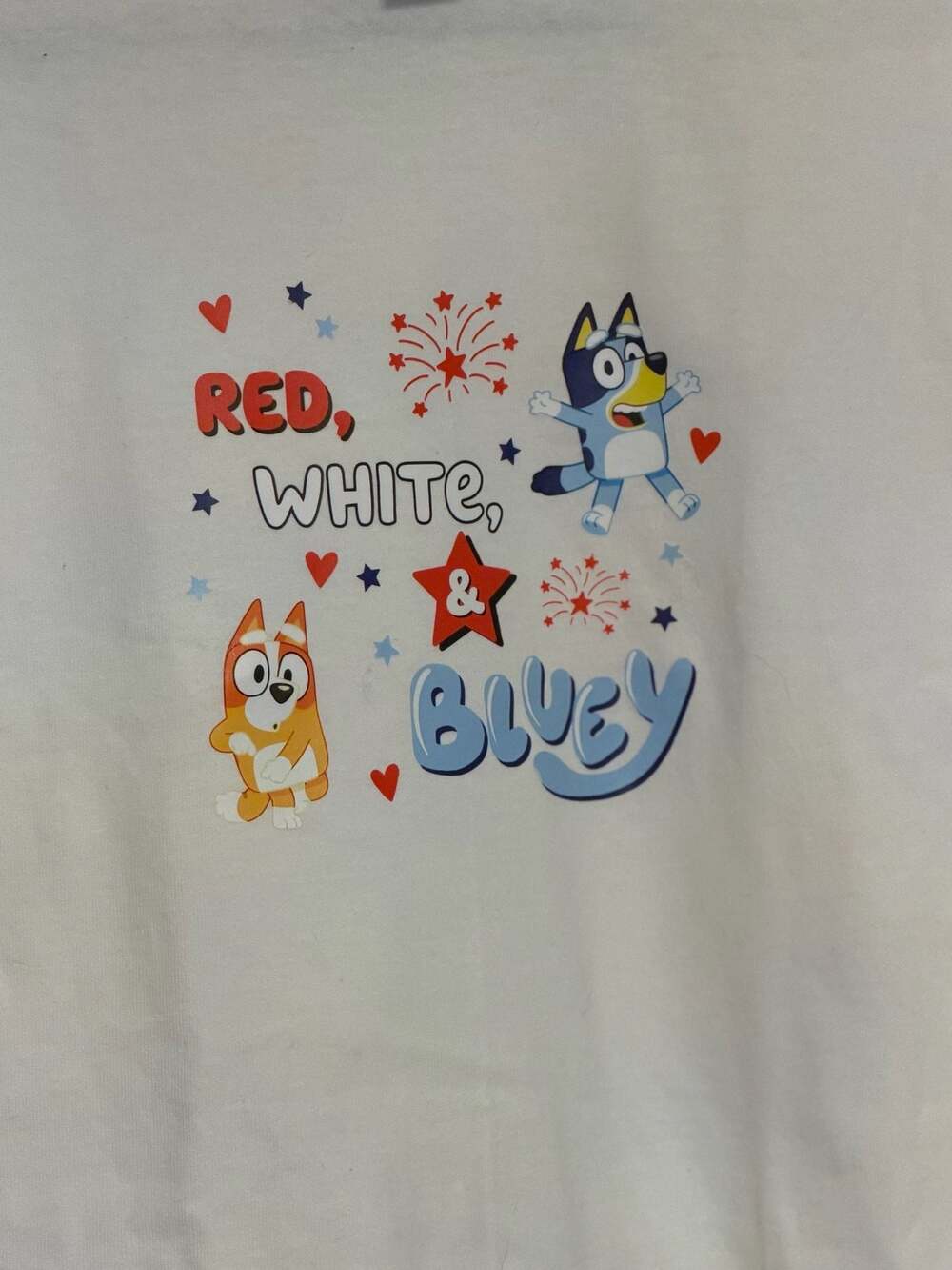 Gildan Youth Medium Bluey Red White & Bluey 4th of July Graphic T-Shirt